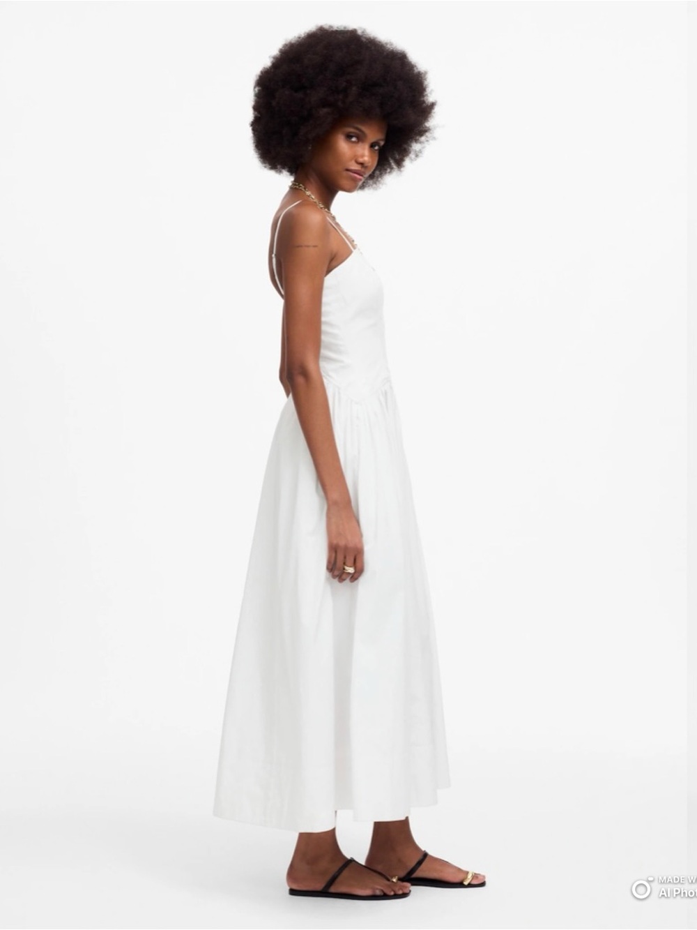 Madewell White Poplin Seamed Maxi Dress Size 14 NWT White Cotton Summer Dress - Picture 13 of 17